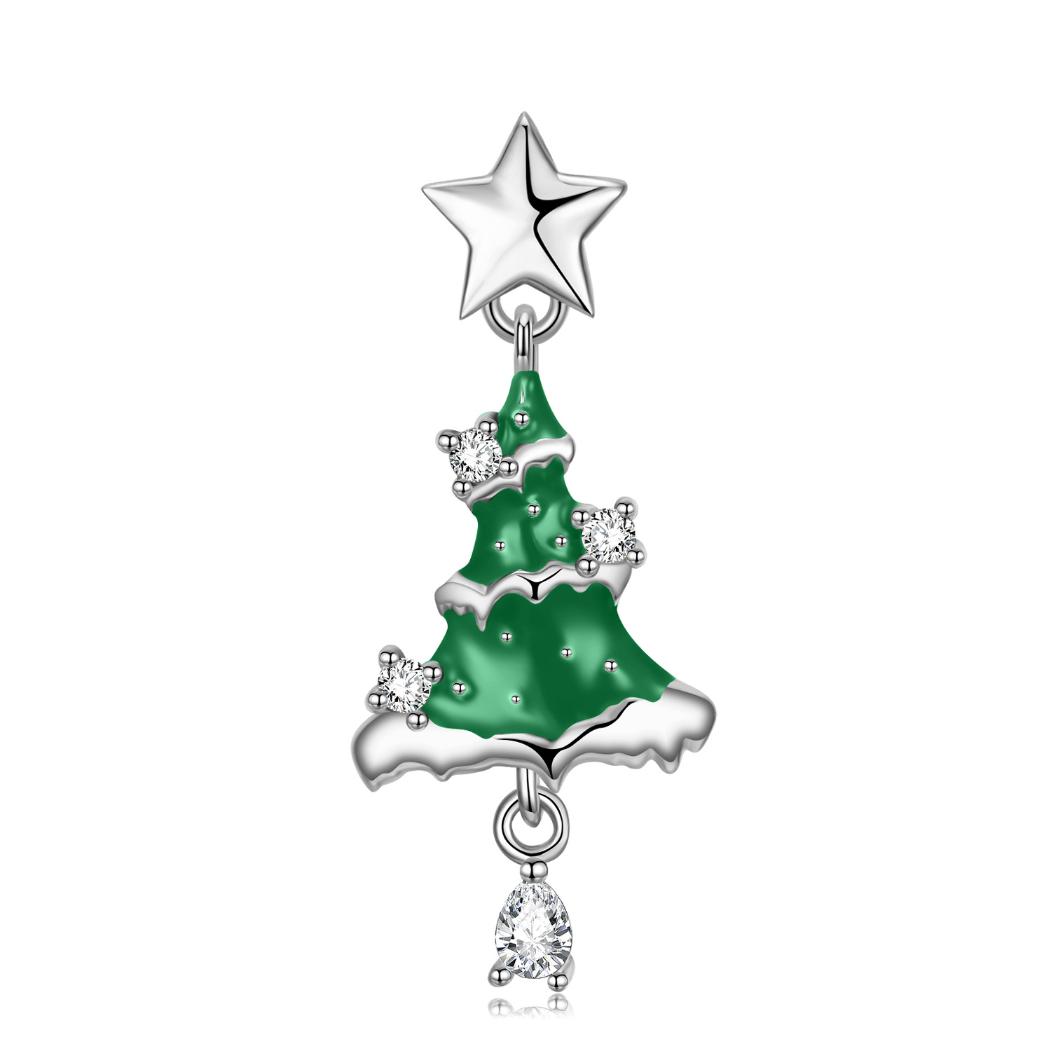 Christmas Gift Christmas Tree Necklace S925 Sterling Silver Epoxy Independent Station Supply European and American Fashion Necklace Ornament