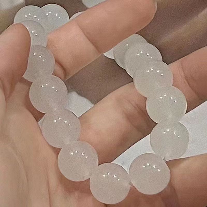 Sweet Icy High-Grade White Jade Bodhi Bracelet Pliable Temperament Gradient White Student Couple Girlfriends Ball Bracelet