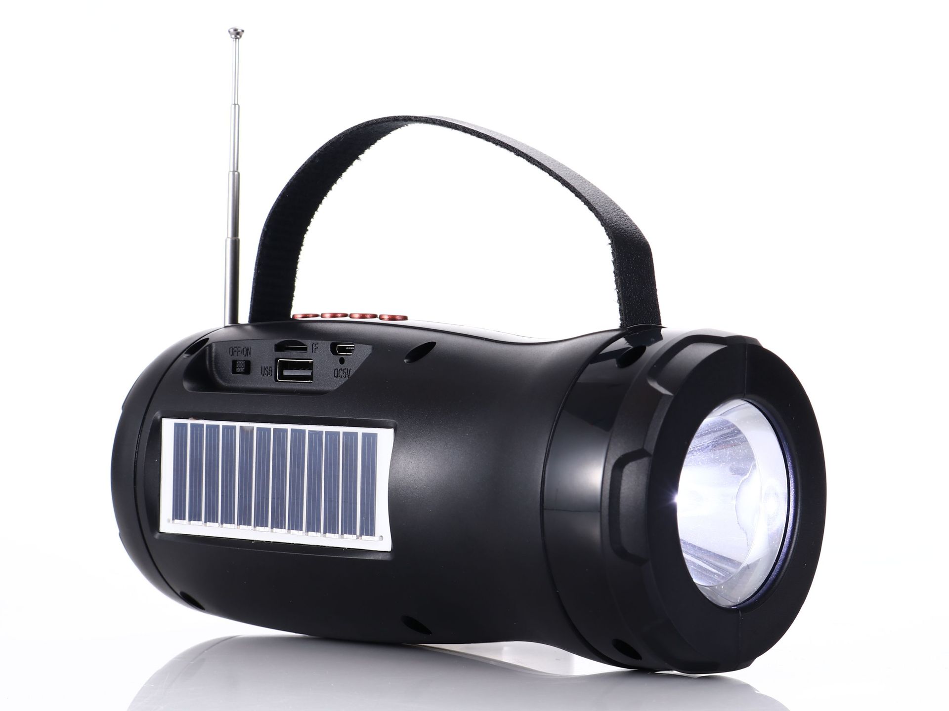 Solar Flashlight Wireless Bluetooth Audio Radio Vehicle-Mounted Home Use Mobile/Portable [Card + U Disk]]