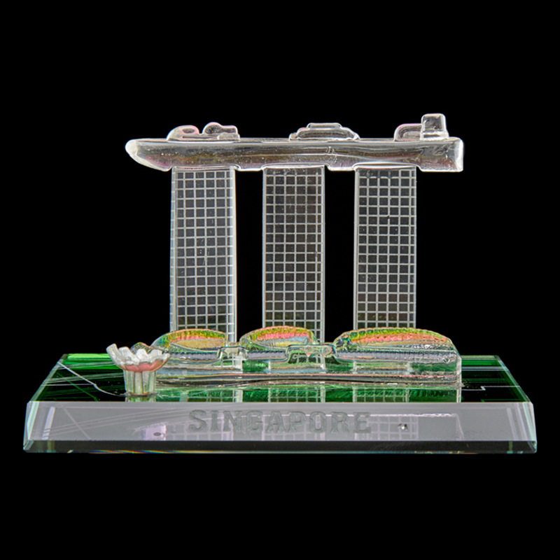 Factory Direct Sales Singapore Crystal Building Model Gilded Building Model Decoration Company Gifts & Crafts Crystal Model