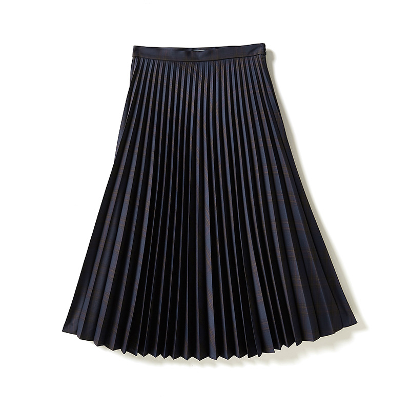 wbq04068 茉莉雅集 新色入荷100s精纺羊毛格纹衬衫百褶半裙女