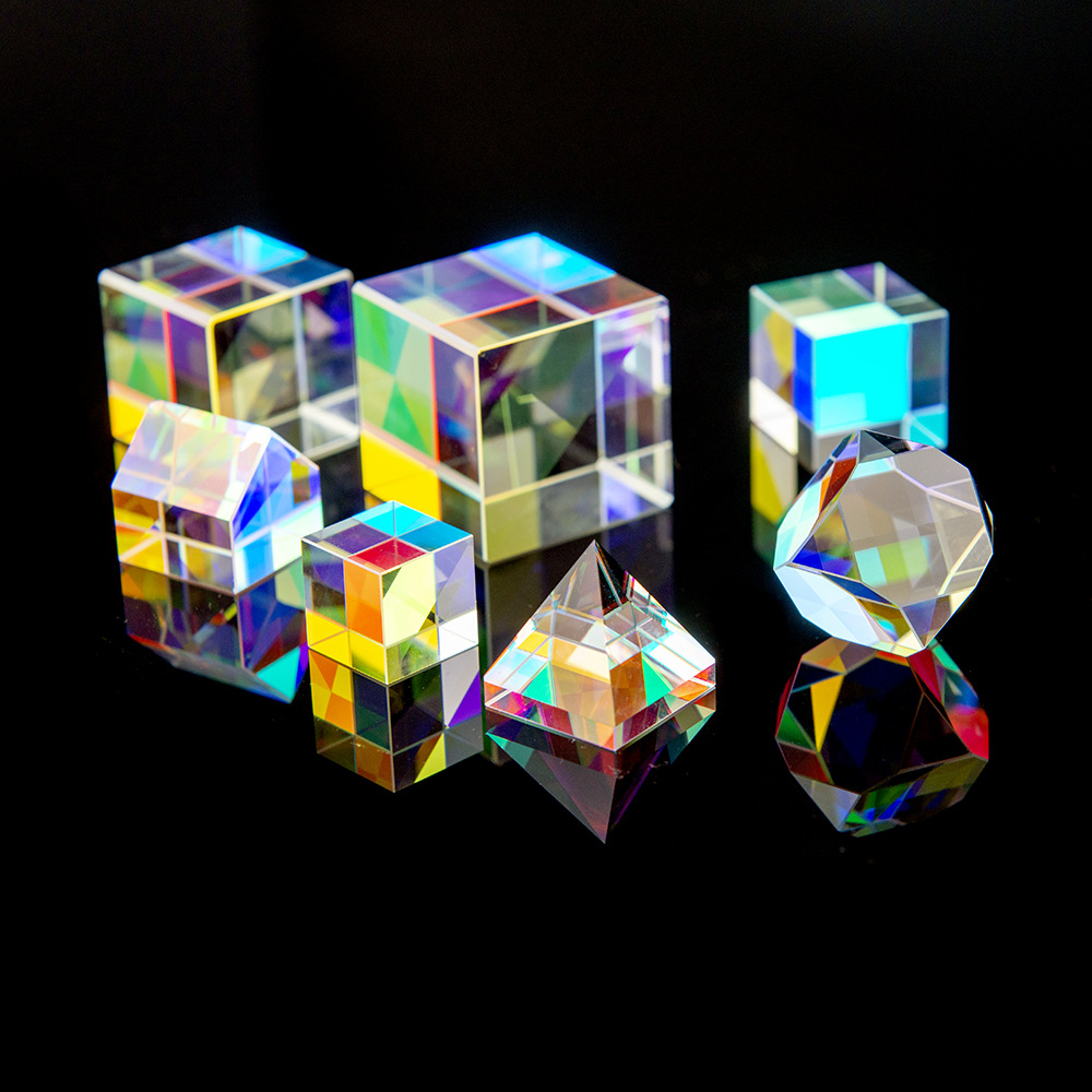 六面亮分光棱镜现货批发合色棱镜多面体光学玻璃棱镜多规格棱镜yc