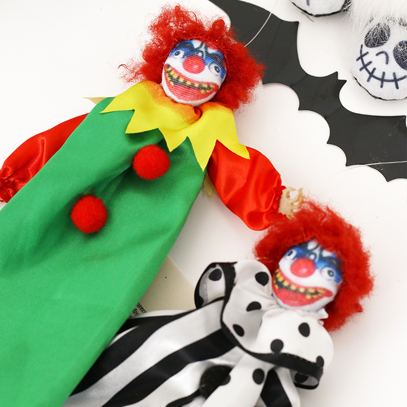 Cross-Border Spot Halloween Decorations Halloween Horror Clown Doll Pendant Haunted House Party Layout Props