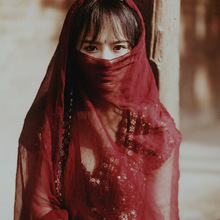 迪拜摩洛哥沙漠薄款棉麻复古披肩围巾西藏新疆旅拍照纱巾