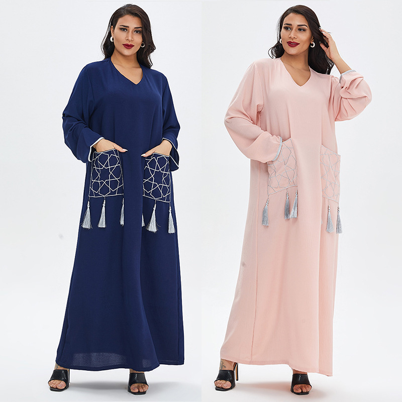 Muslim Long Dress Clothes Abaya Women's Dress Middle East Robe Dress Cross-Border Manufacturer