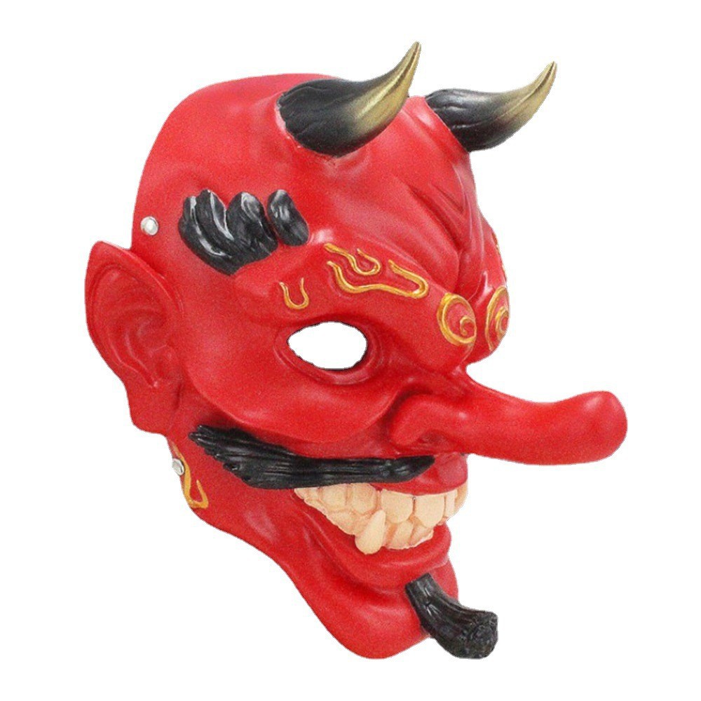 能剧天狗面具武士佛教般若面罩万圣节大天狗百鬼夜行面具红色金色