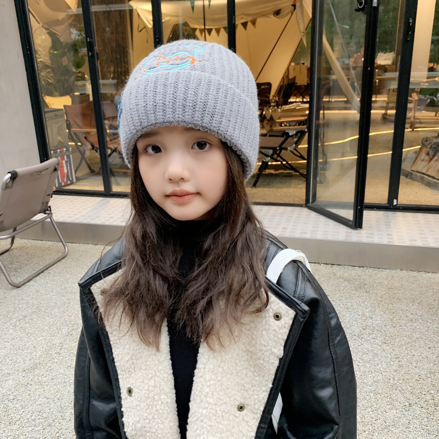 Winter Children's Hat Scarf Set Medium and Large Children Woolen Knitted Hat Boys and Girls Students Thickened Warm Two-Piece Suit