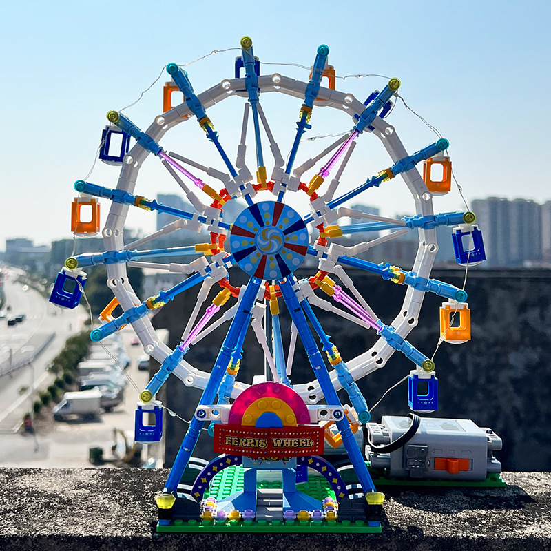 积木幸福摩天轮高难度巨大型游乐园男女益智拼装礼物玩具摆件
