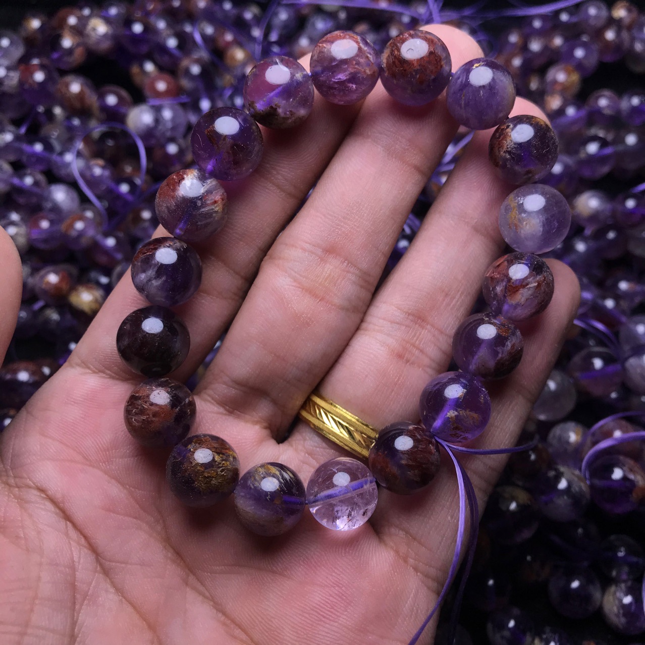 天然水晶紫幽灵手链国内鉴定紫色水晶男女通用配饰手链批发