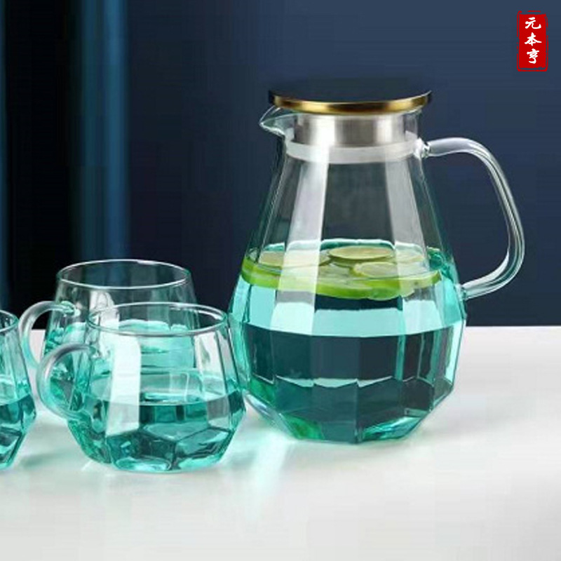 Water Drop Diamond Cold Water Bottle Glass High Temperature Resistant Set Large Capacity Drinking Water Cool Tea Teapot