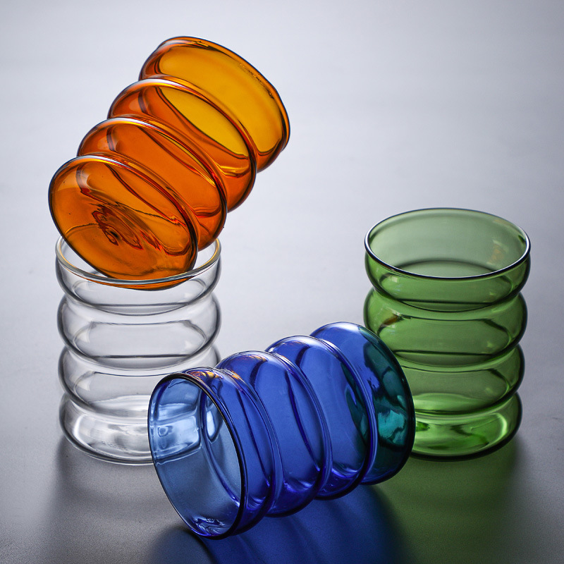 Export Hot Sale Glass Cup Coffee Cup Milk Cup Colored Glass Single Cup Water Cup Home Daily Use Cup Juice Cup