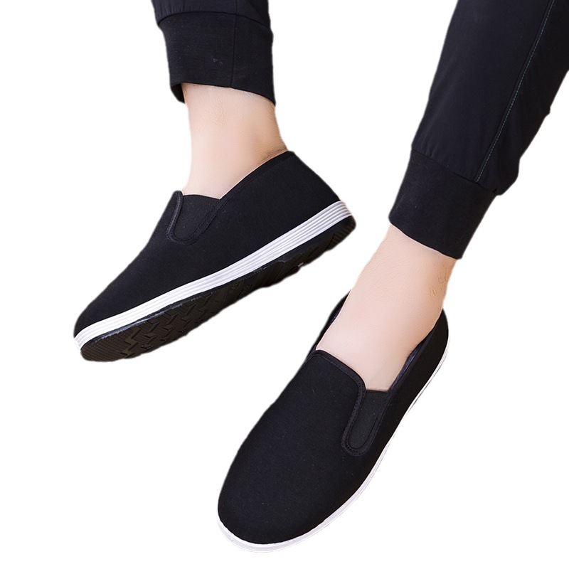 Autumn and Winter Old Beijing Cloth Shoes Fleece-lined Thickened Ermian Shoes Men's Plastic Soles Work and Driving Warm Middle-Aged and Elderly Slip-on