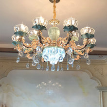 欧式客厅奢华大气吊灯锌合金陶瓷卧室吊灯复式楼餐厅法式水晶灯具