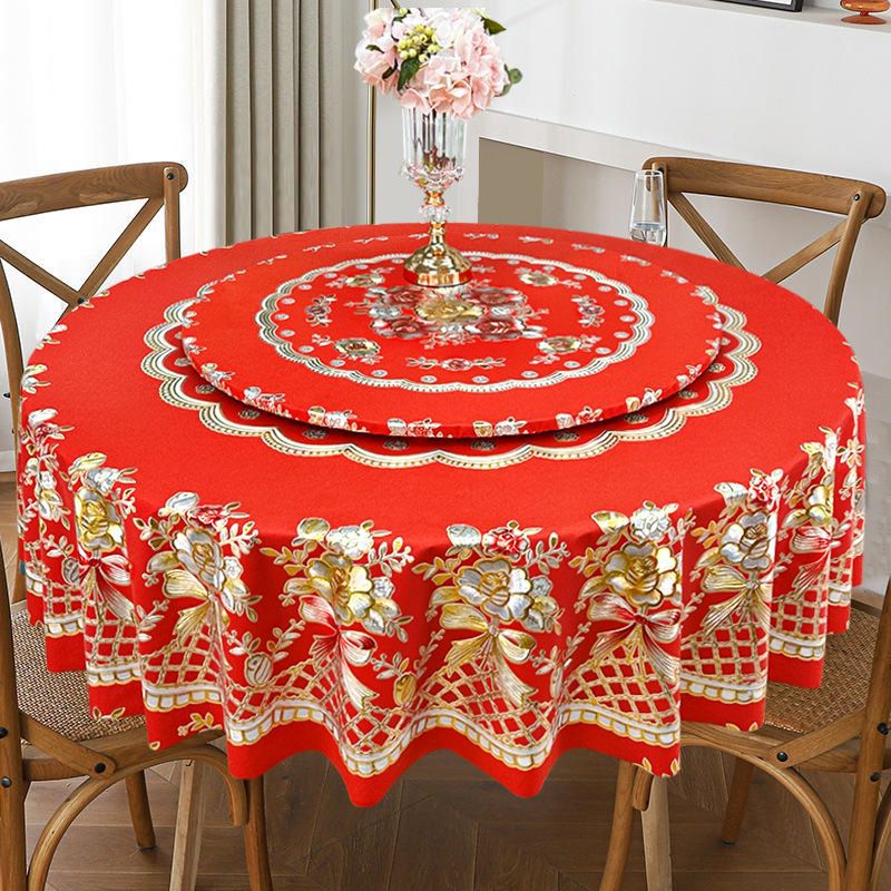 2024款桌布跨境批发免洗可擦耐脏圆桌面布桌面布年货新年桌布桌垫