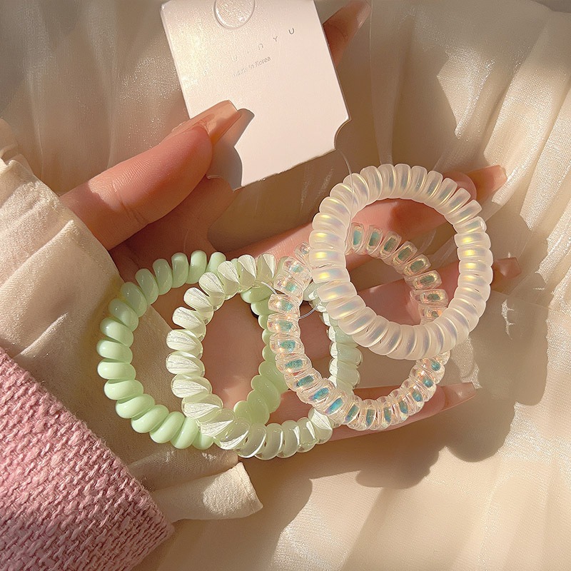 韩版糖果色电话线发绳女生头绳高弹力扎丸子头发圈橡皮筋 代发