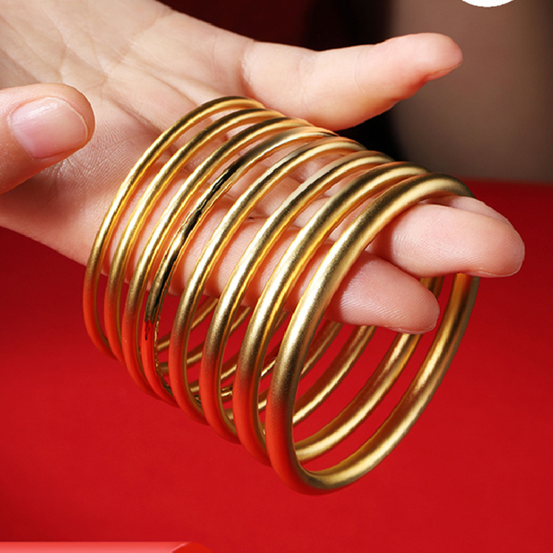 中国金行足金999古法手镯女款国风5d新品足金送女友礼物金镯子