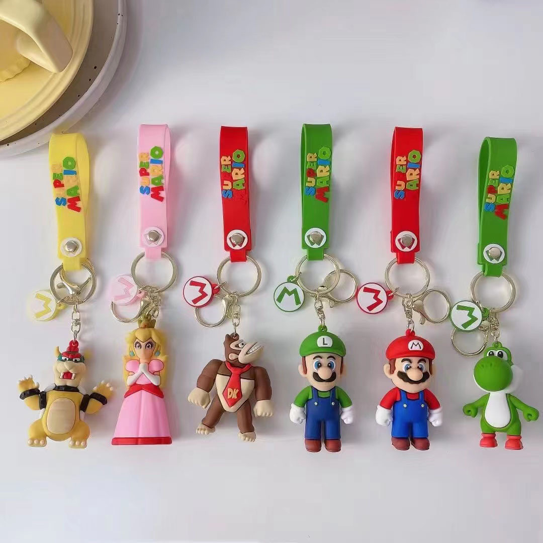 New Cartoon Anime Stereo PVC Mario Keychain Cute Couple Car Pendant Handbag Pendant Wholesale