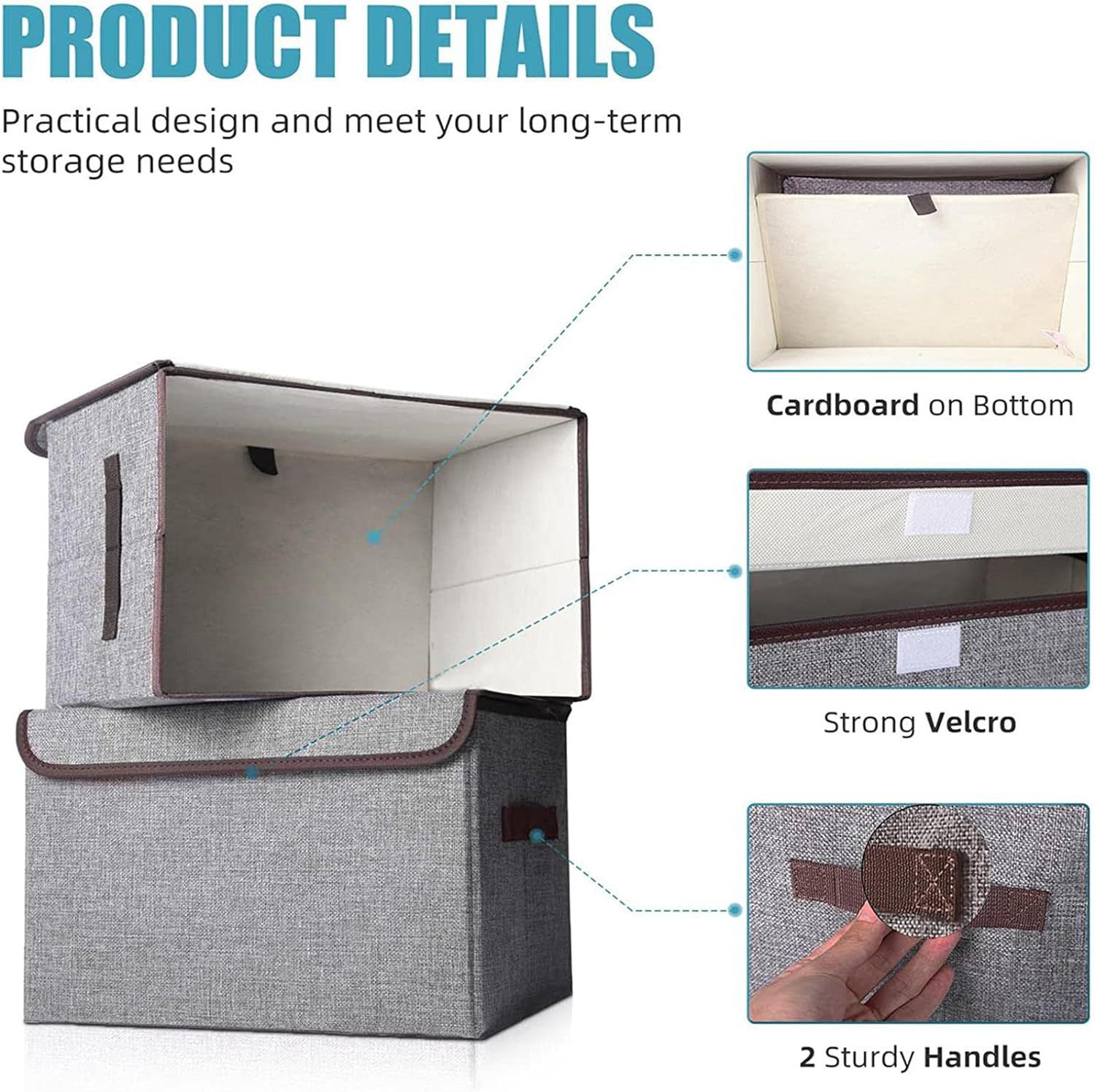 Imitation Linen Fabric Storage Box Flip Clothes Storage Box Non-Woven Foldable Toy Storage with Handle