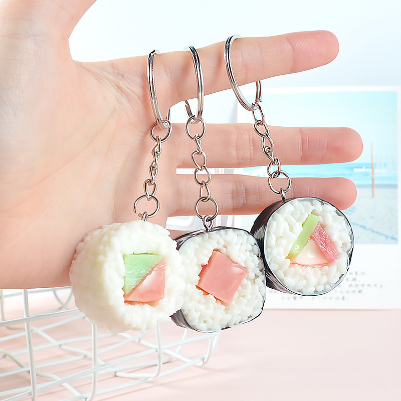 Pvc Simulation Food Model Pendant Japanese Simulated Sushi Rice Ball Schoolbag Keychain Small Ornaments Candy Toy Model