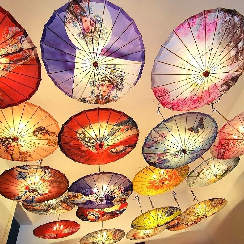 油纸伞灯中国风古装拍照江南风装饰伞景区饭店农家乐民宿茶楼吊灯