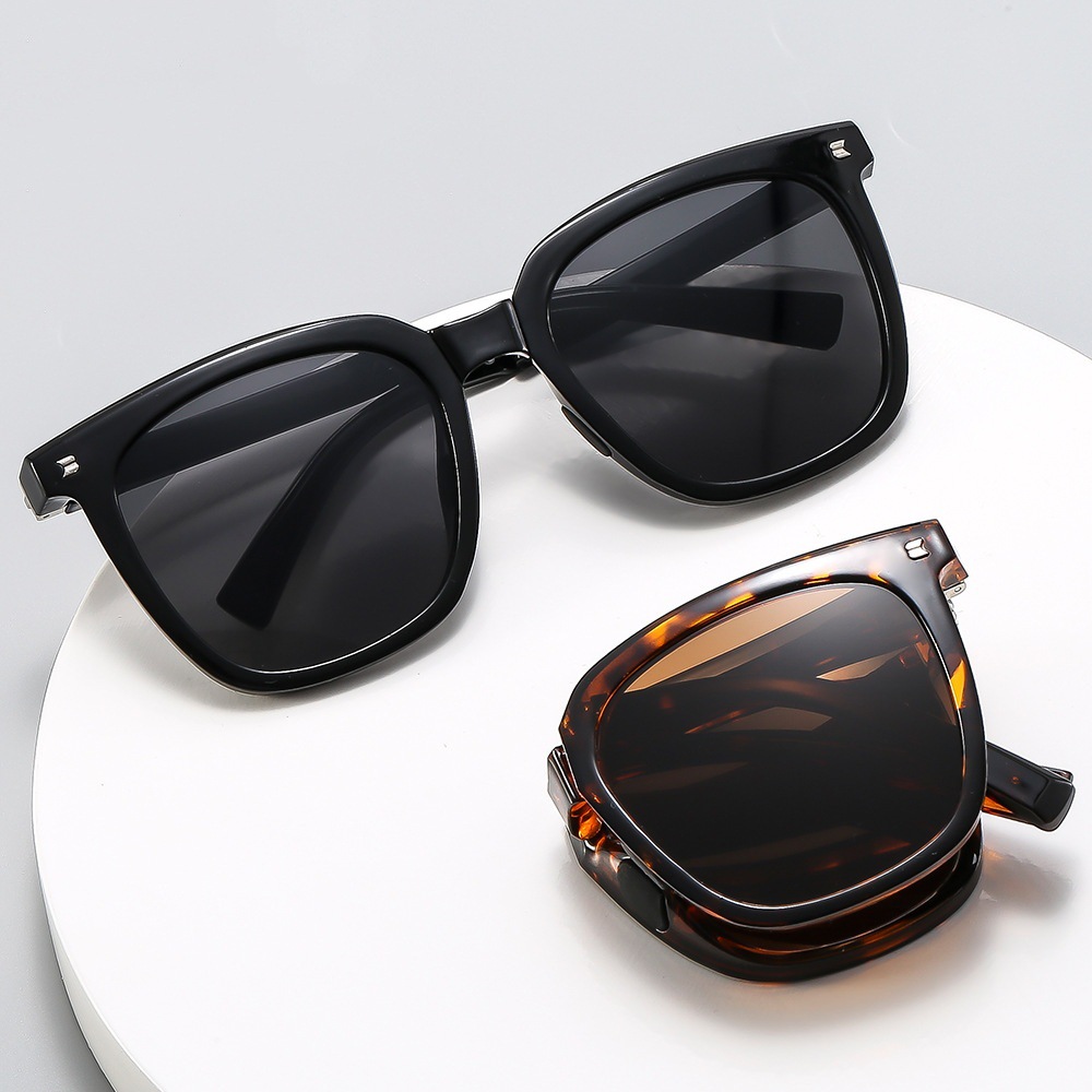 折叠墨镜女防紫外线2024新款潮圆脸大框太阳眼镜偏光男士太阳镜