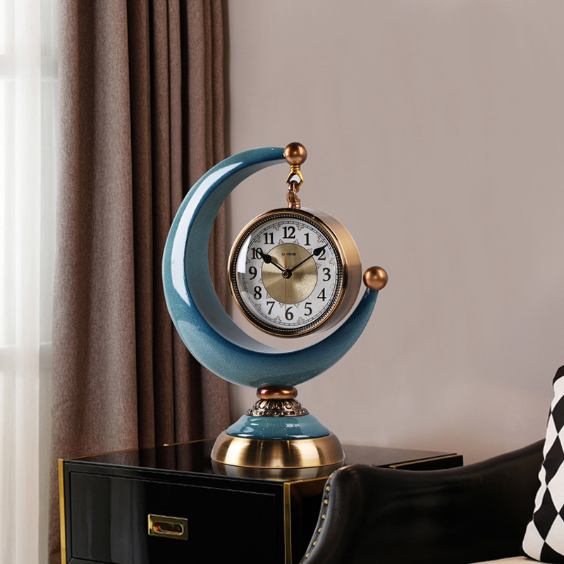 欧式钟表轻奢摆放座钟客厅坐式时钟桌面摆钟台式摆件美式家用台钟