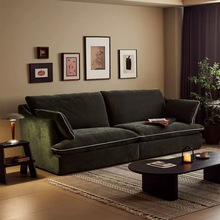 北欧现代简约风雪尼尔沙发客厅墨绿色大坐深多人位羽绒布艺沙发