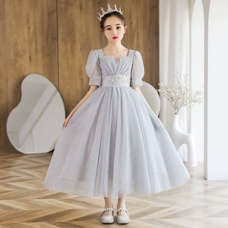 女童礼服2023夏季新款简约小女孩蓬蓬裙洋气走秀生日钢琴演出礼服