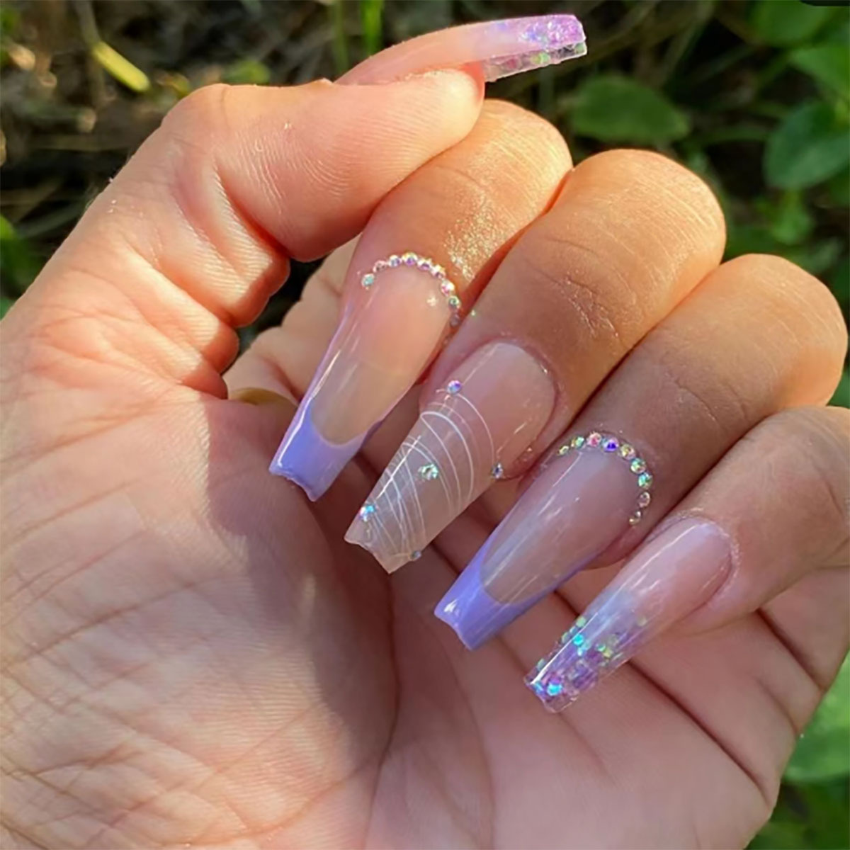 外贸款穿戴美甲法式渐变镶钻手指甲贴片可拆卸nails显白成品批发