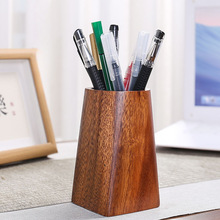 黑檀木笔筒胡桃木创意实木收纳盒办公室桌面笔筒陶瓷高级感轻奢