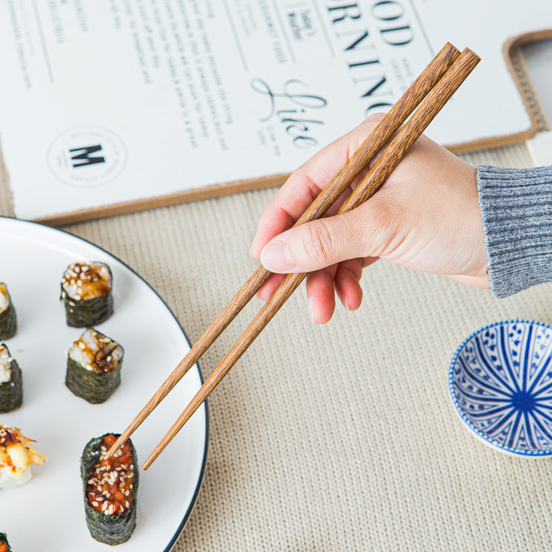 日式家用天然鸡翅木尖头筷子日本防霉寿司筷刺身实木细尖料理筷