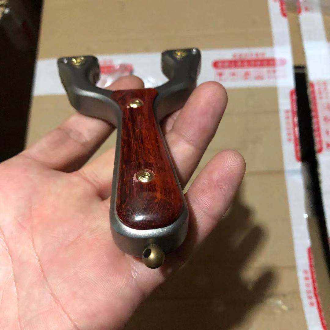 新款水虎夹片弹弓快压免绑扁皮筋全数控304一体檀木贴片精度弹弓