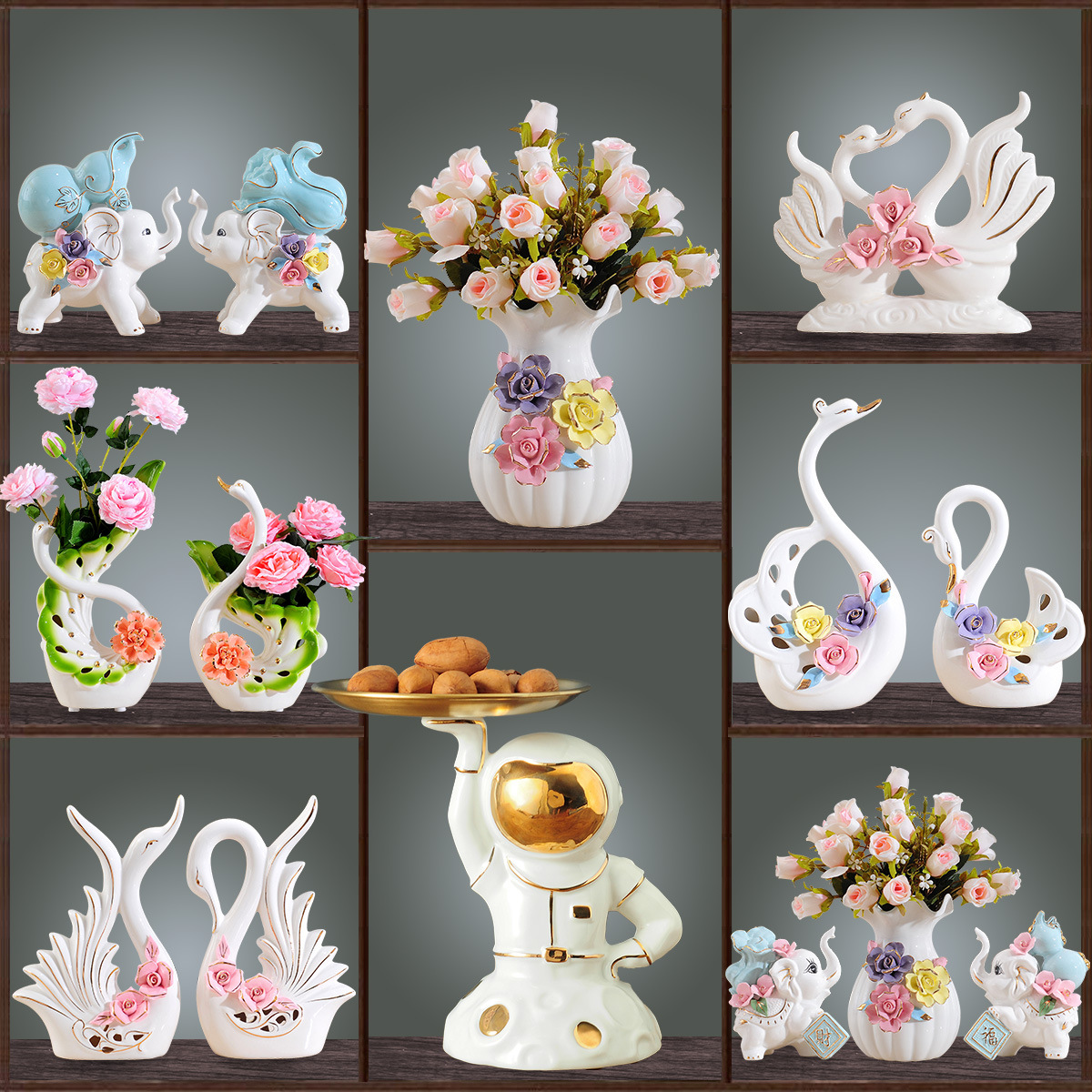 天鹅摆件创意陶瓷客厅电视柜装饰品乔迁新房摆设批发价礼物工艺品