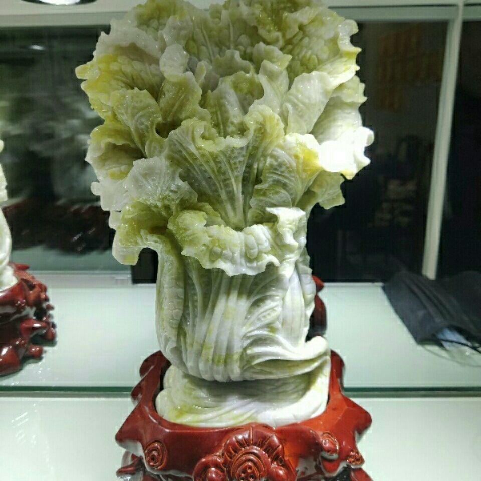 批发岫岩玉岫玉白菜立即发财摆件包邮配证书礼盒