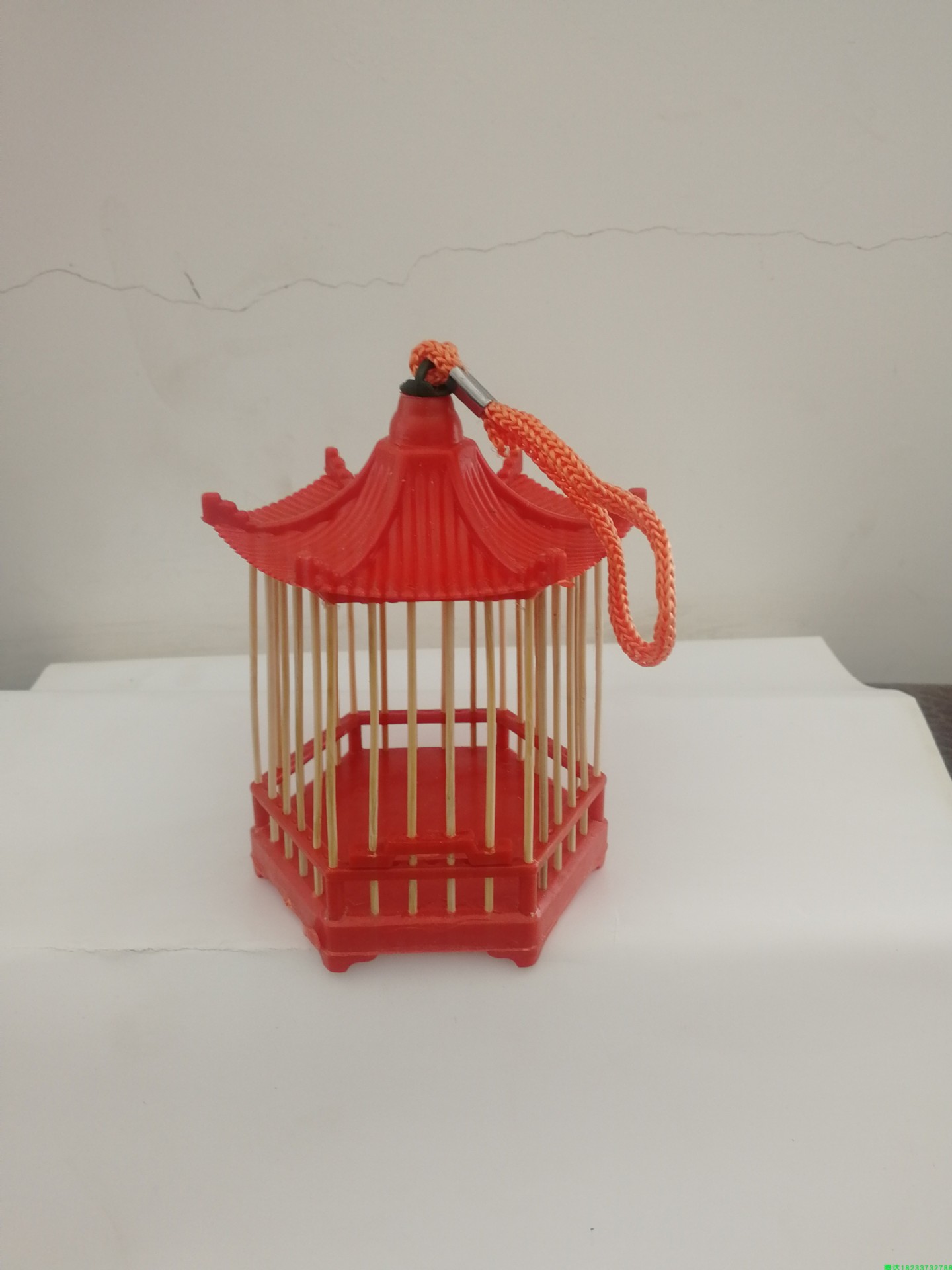 蝈蝈笼子纯手工自制竹制蝈蝈笼单层六角亭形爬虫鸣虫用具简易塑料