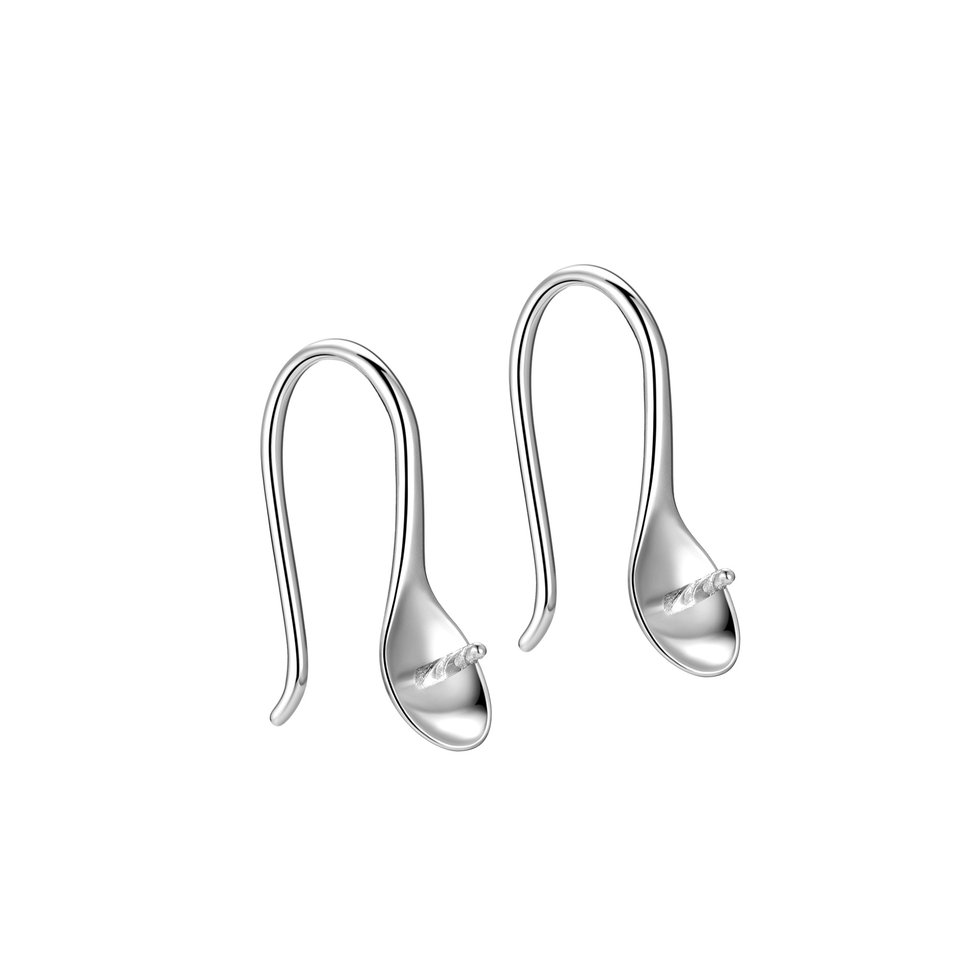 S925 Sterling Silver French Style Summer High Heels Ear Hook Spoon Pearl Eardrop Frame DIY Ornament Earring Accessories Female Earrings