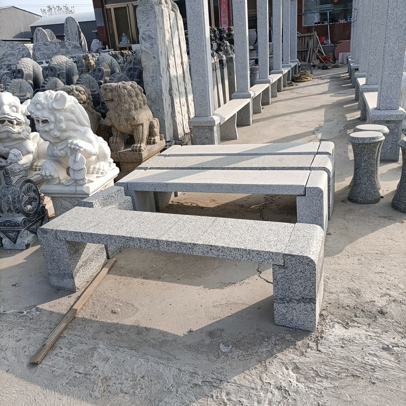 石凳 防腐木石凳子花岗岩芝麻灰材质长条坐凳制作花岗岩成品石凳