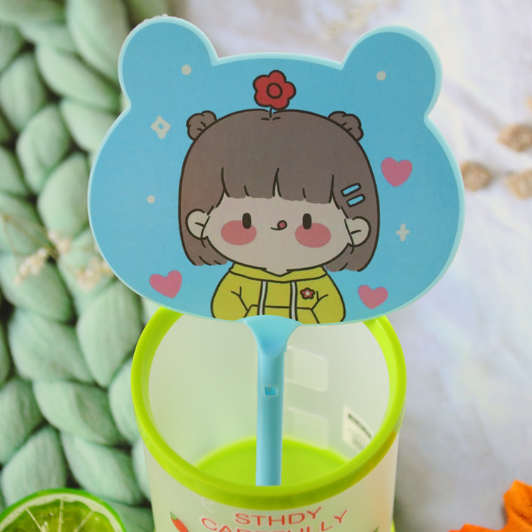 Cute Girl Shape Fan Pen Student Children's Prizes Gift Logo Advertising Marker Creative Stationery Ballpoint Pen