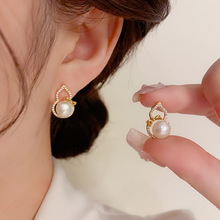 网红爆款时尚小巧简约淡水珍珠葫芦耳钉s925银针高级小众设计耳环