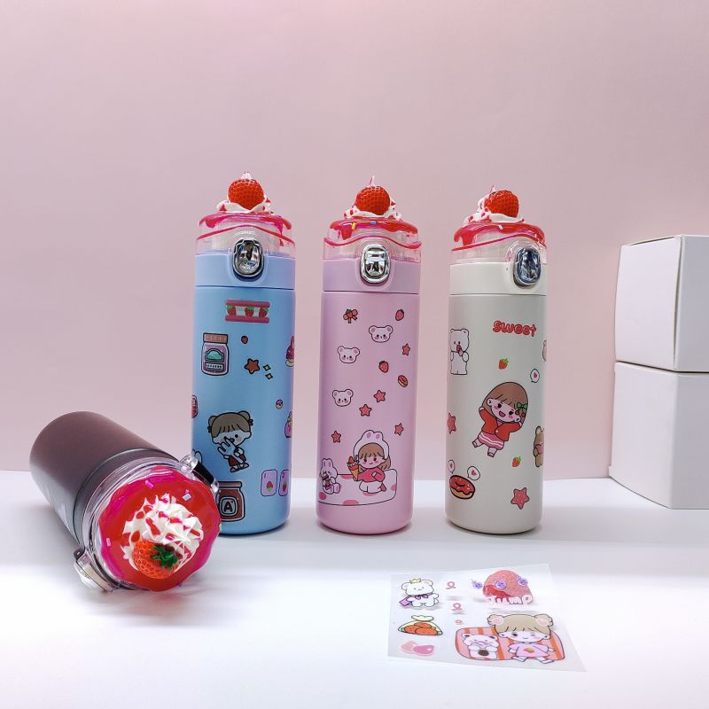 Factory Direct Sales Cross-Border 304 Stainless Steel Cup Body Pattern Sticker DIY Strawberry Cake Thermos Cup 2