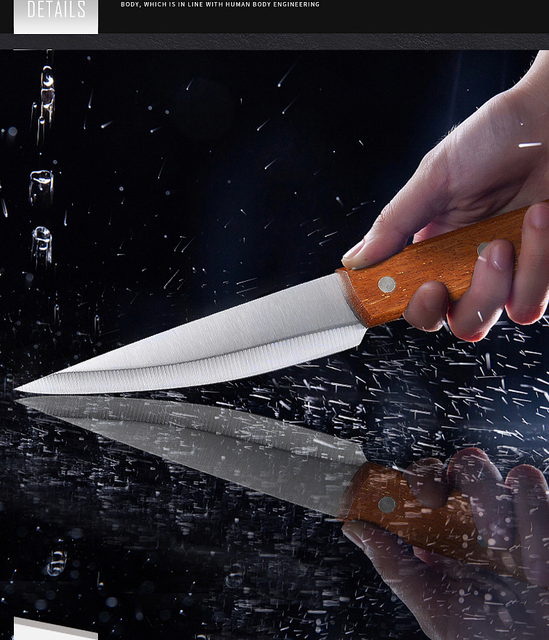 阳江刀具屠宰刀具特快杀猪尖刀木柄剔骨分割刀水果刀厨房工具