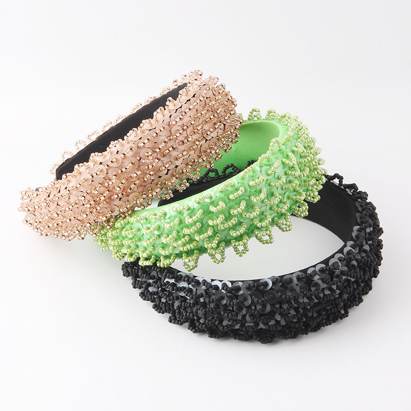 新款时尚气质欧美跨境海绵颗米珠发箍女士街拍发夹发饰头带女批发