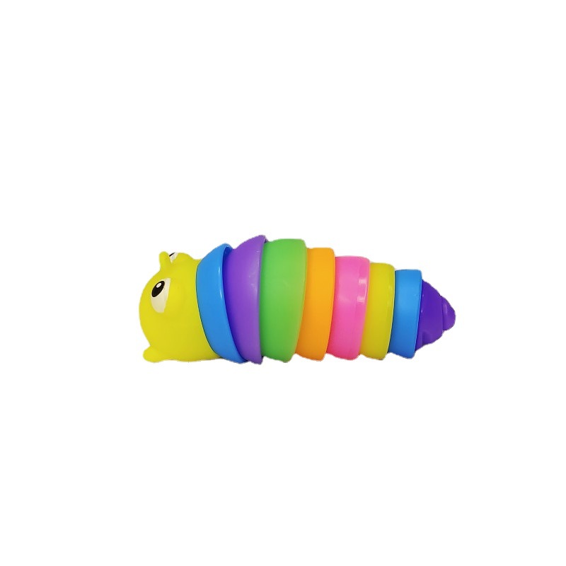 Rainbow Small Eyes 8cm Caterpillar Keychain Luminous 9 Slug Children Interactive Decompression Toy