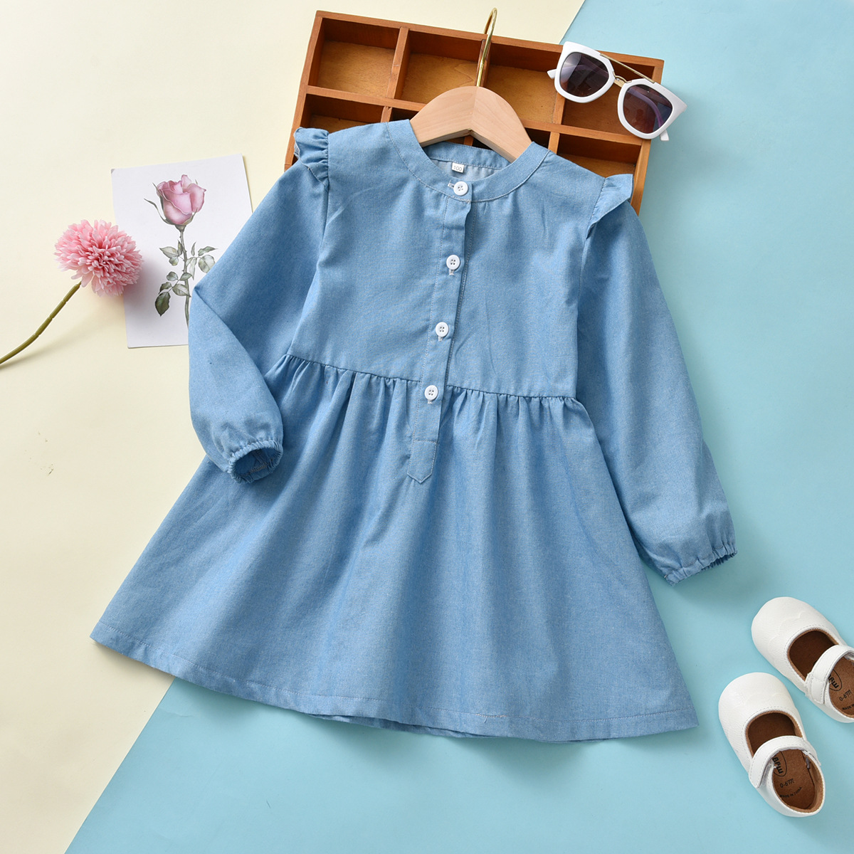 女童连衣裙儿童牛仔裙子春秋新款宝宝韩版洋气童装秋季公主裙秋装