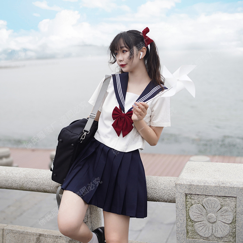 日系正品jk制服裙正版白三本基础款水手服中间服学院风百褶裙