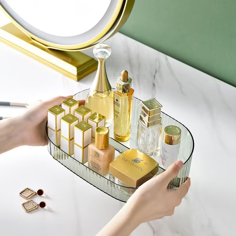 Light Luxury Desktop Cosmetics Storage Box Dormitory Skincare Shelves Dressing Table Finishing Box Lipstick Ornament Storage