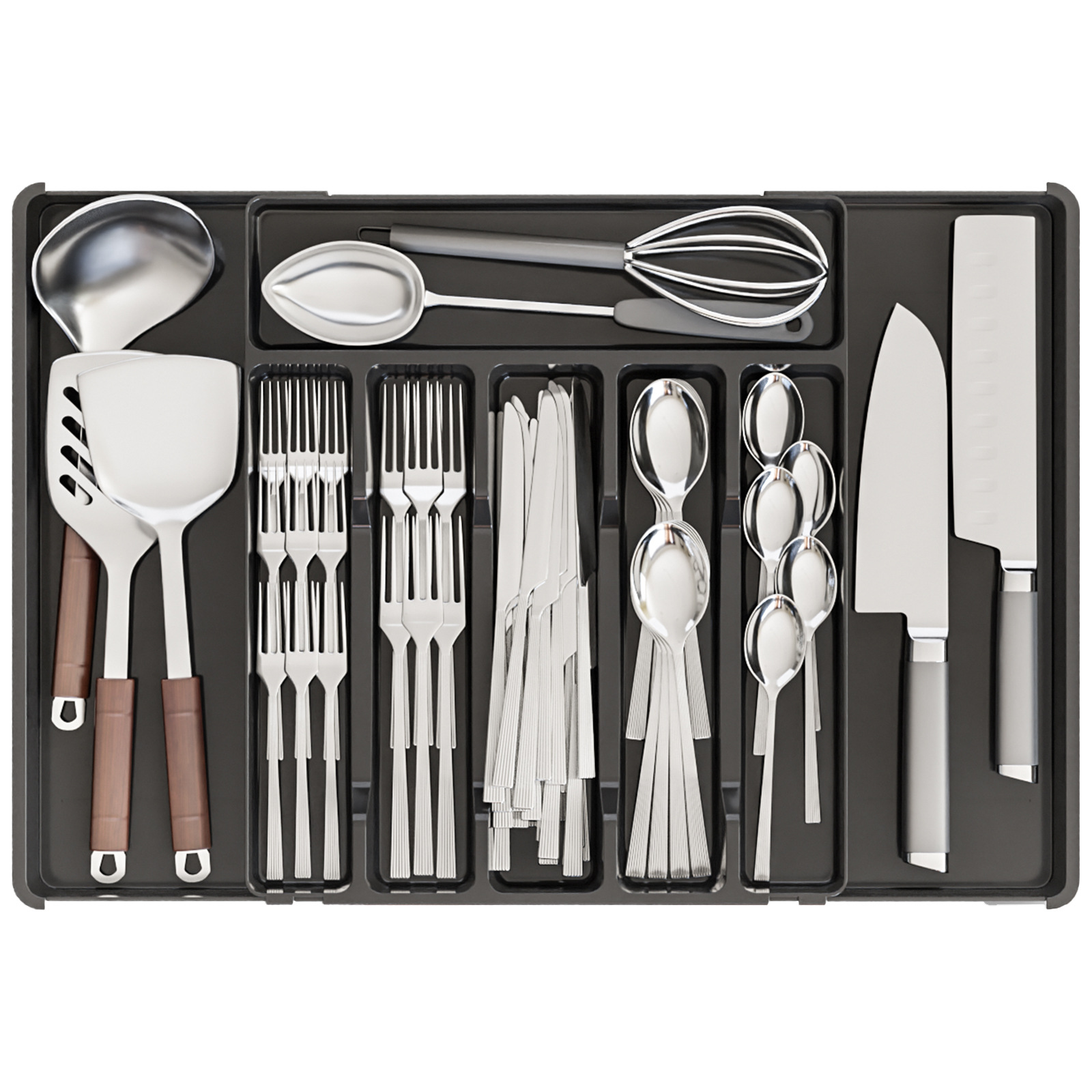 厨房刀叉餐具收纳盒多功能筷子勺子分类柜内分格内置抽屉收纳分隔