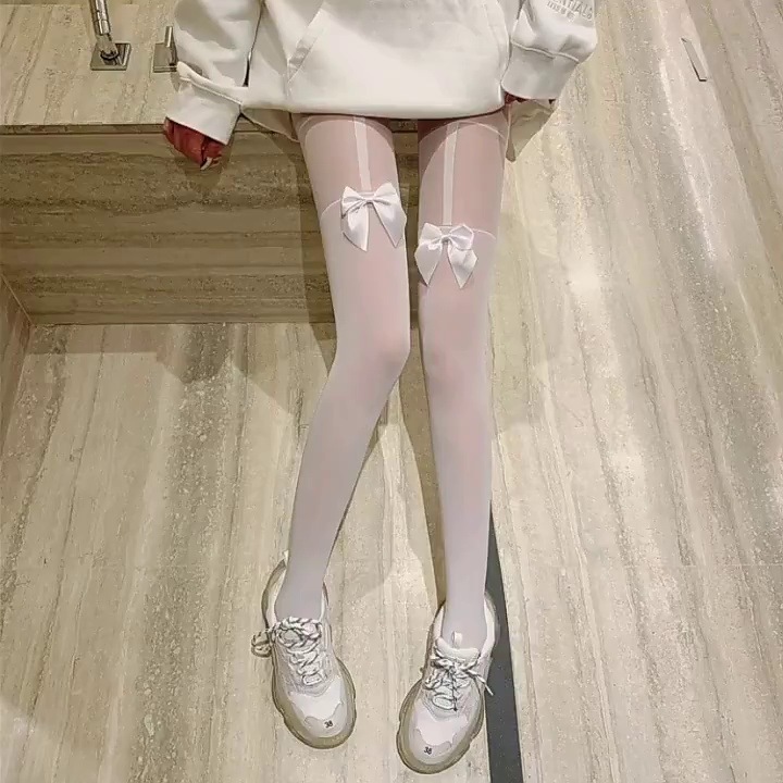 Internet Celebrity Sexy Bow over the Knee Fake High Tube Splicing Sling Black Romper Stockings Women Summer Spring Autumn Thin