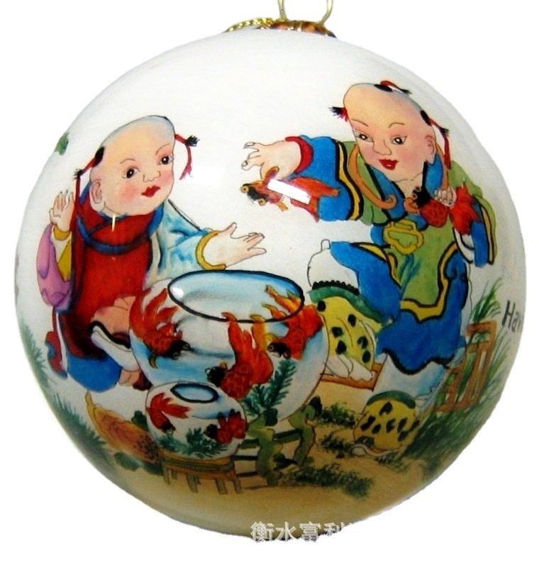 衡水内画圣诞球 手绘 内画玻璃球 内画工艺品 圣诞球内画 中国风