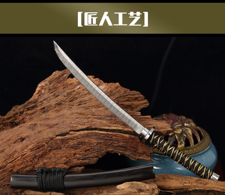 新品精品迷你大马士革小武士刀精美小短刀锋利随身一体军工刀手工